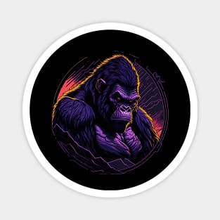 Purple Gorilla Surrounded By Mountain Magnet